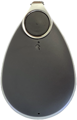 Grey tear shaped GPS Go pendant with emergency button
